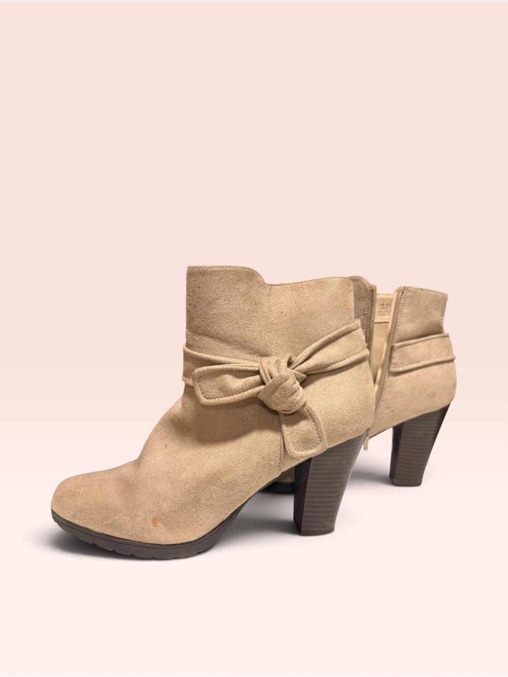 Women's Tan Suede Knot Ankle Booties